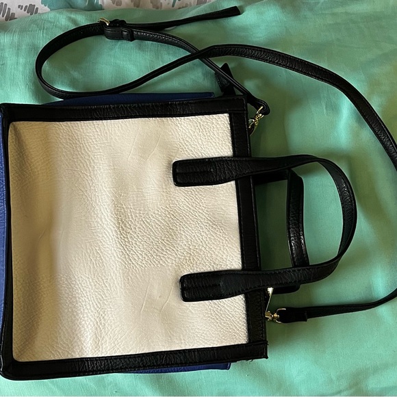 Olivia + Joy Black, White, and Blue Satchel - Picture 2 of 16